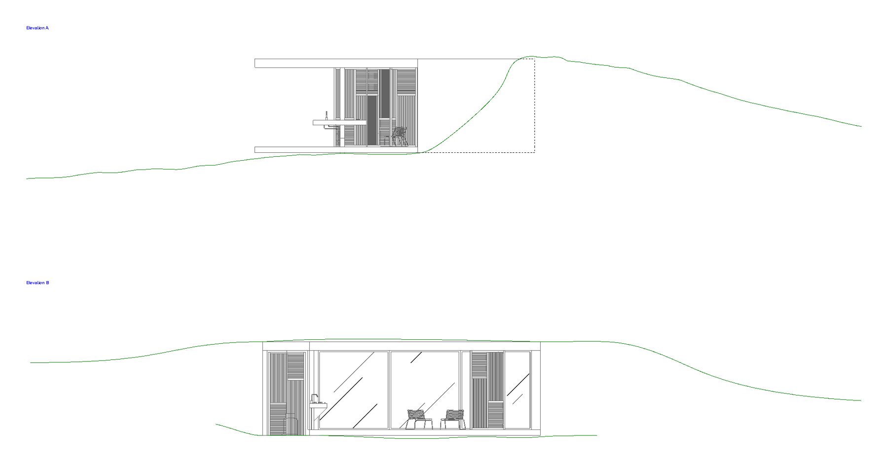 Elevation drawings of the standard bungalow