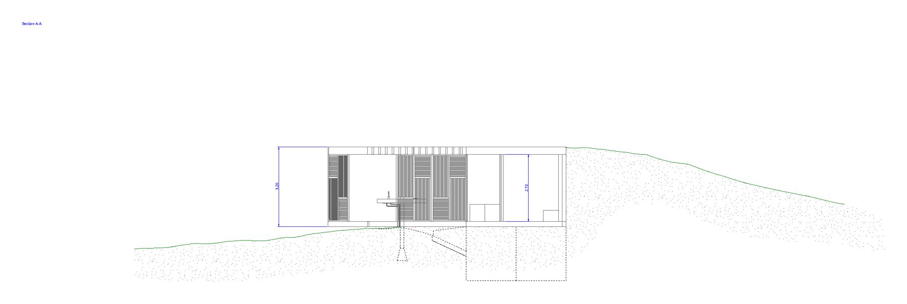 Section drawing of the standard bungalow